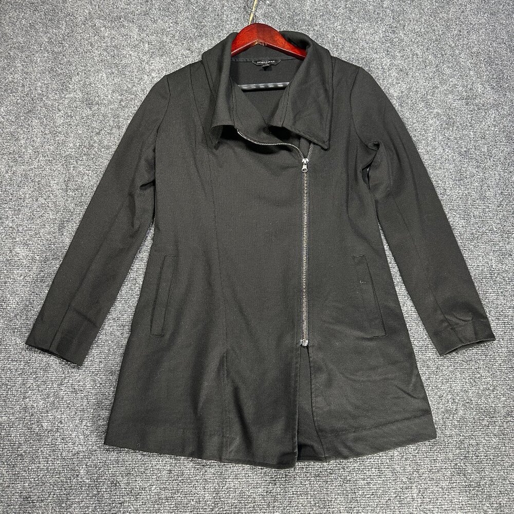 Banana Republic Jacket Womens XS Black Asymmetrical Zip Up Collar Pockets